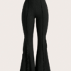 Lettuce Trim Elastic Flared Pants for Women