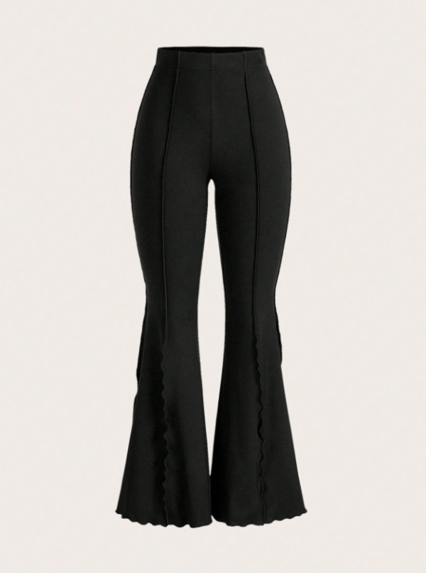 Lettuce Trim Elastic Flared Pants for Women