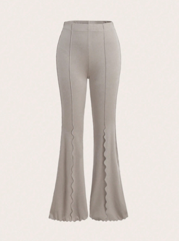 Lettuce Trim Elastic Flared Pants for Women