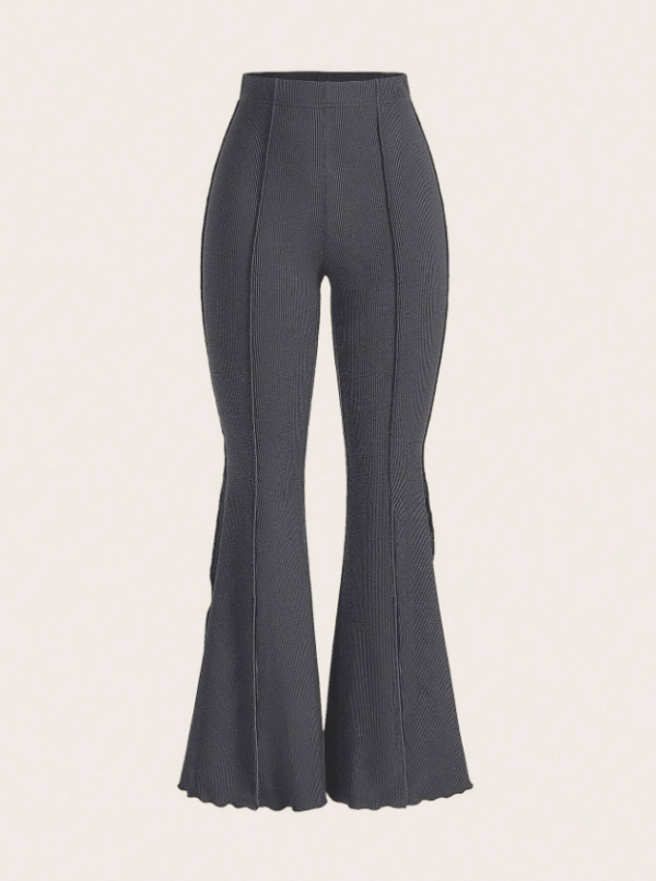 Lettuce Trim Elastic Flared Pants for Women
