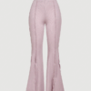 Lettuce Trim Elastic Flared Pants for Women