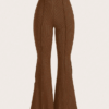 Lettuce Trim Elastic Flared Pants for Women