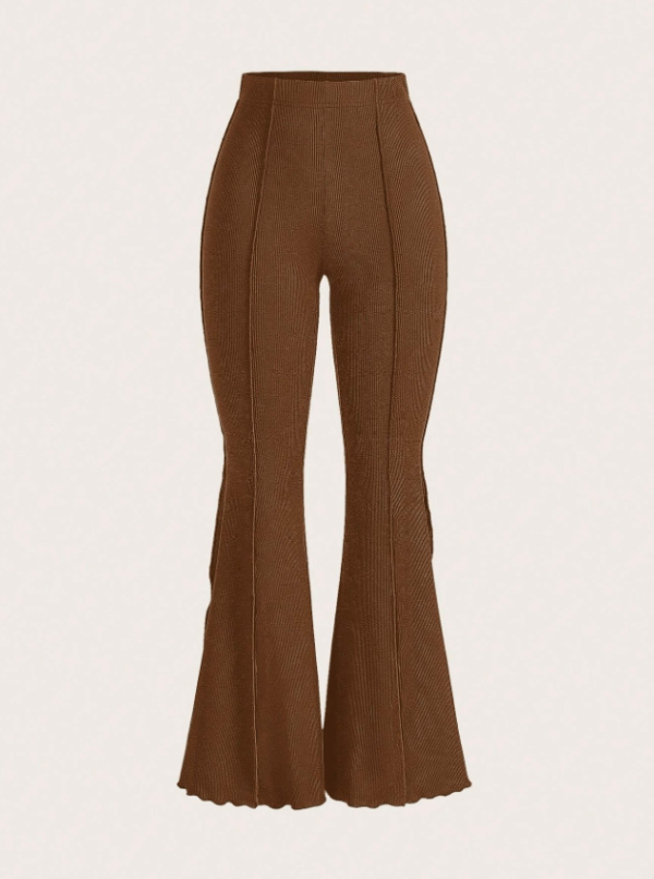 Lettuce Trim Elastic Flared Pants for Women