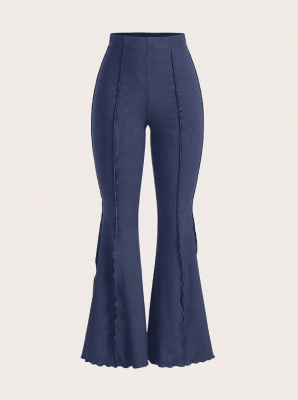 Lettuce Trim Elastic Flared Pants for Women