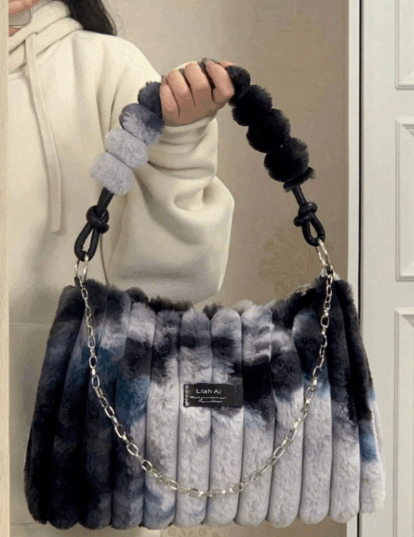 Tie-Dye Plush PU Shoulder Armpit Bag