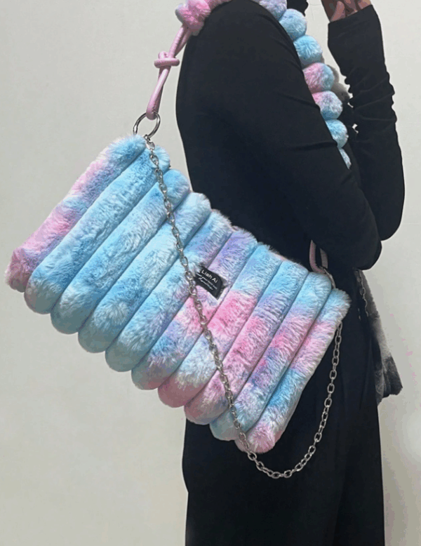 Tie-Dye Plush PU Shoulder Armpit Bag