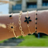 4pcs Vintage Resin Butterfly & Crystal Heart Charm Bracelet Set
