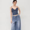 V-Neck Solid Lace Ruched Cami Top
